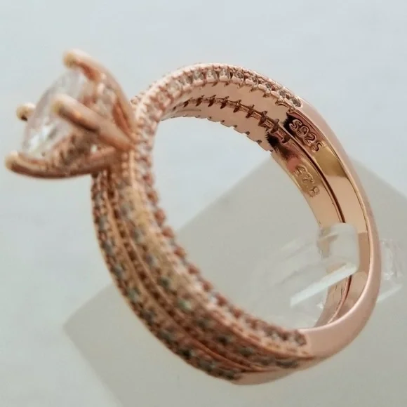 (2pcs) 1ct TW 18k Over Sterling Ring Set - Picture 6 of 8